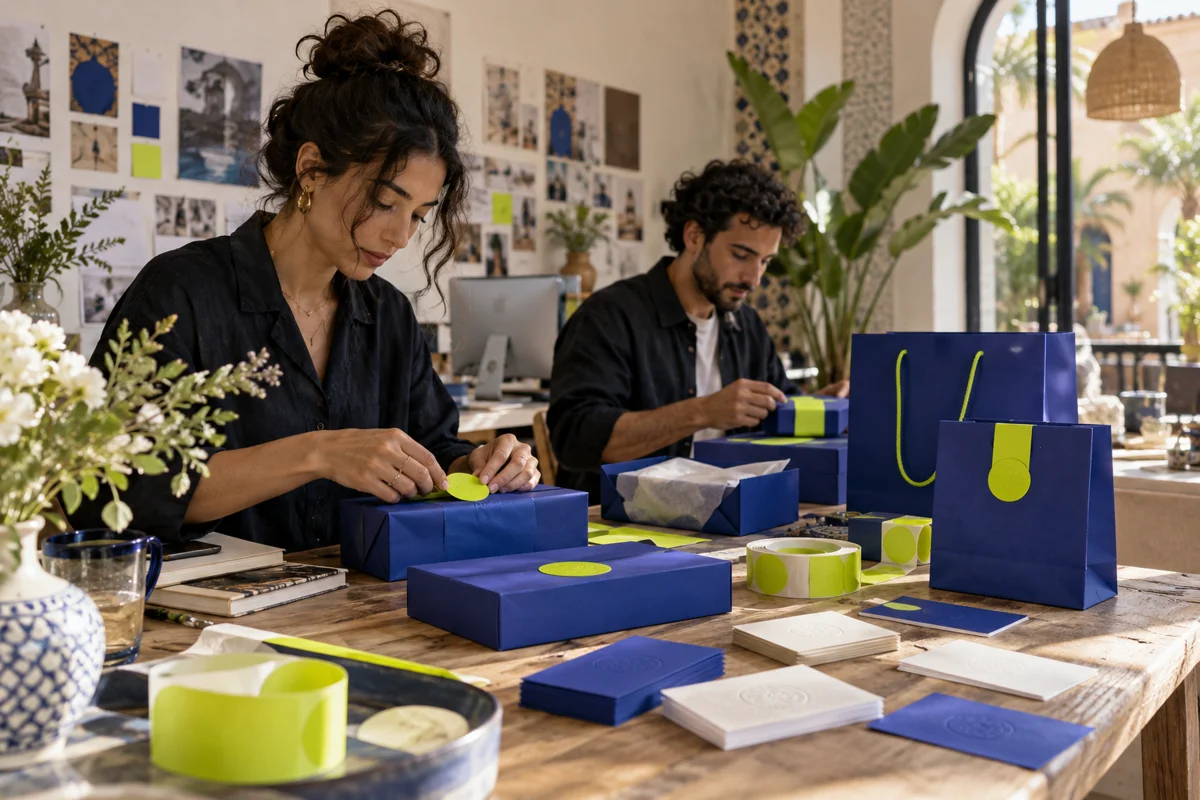 Illustration de supports de marque coordonnés et de leur fabrication